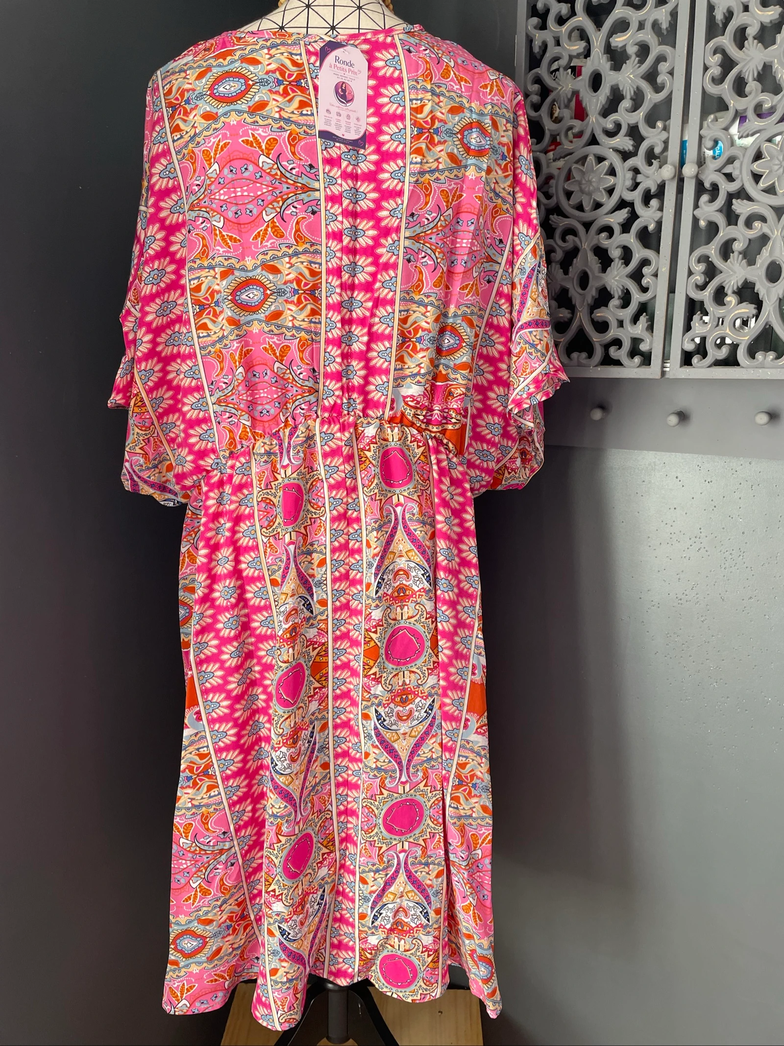 💖 vestido largo multicolor abstracto talla grande 58 fluido bohemio oversize colorido 💖 – photo 5